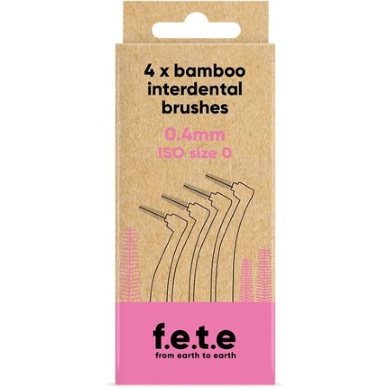 f.e.t.e Pink ISO Size 0-0.40mm Bamboo Interdental Brushes Biodegradable Compostable Handle Recyclable Soft Bristles