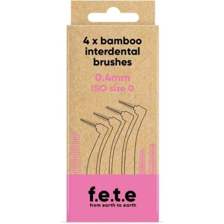f.e.t.e Pink ISO Size 0-0.40mm Bamboo Interdental Brushes Biodegradable Compostable Handle Recyclable Soft Bristles
