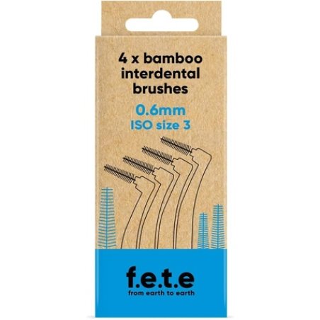 f.e.t.e Blue ISO Size 3-0.60mm Bamboo Interdental Brushes Biodegradable Compostable Handle Recyclable Soft Bristles