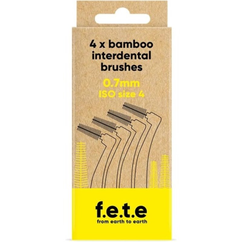 f.e.t.e Yellow ISO Size 4-0.70mm Bamboo Interdental Brush Biodegradable Compostable Handle Recyclable Soft Bristles