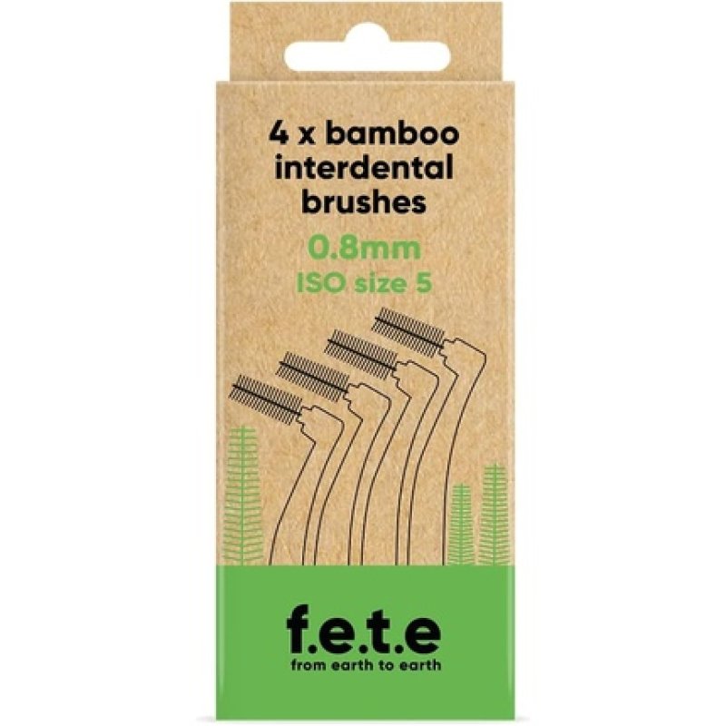 f.e.t.e Green ISO Size 5-0.80mm Bamboo Interdental Brushes Biodegradable Compostable Handle Recyclable Soft Bristles