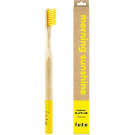 f.e.t.e Morning Sunshine Bamboo Toothbrush Biodegradable Compostable Handle Recyclable Medium Bristles Sustainable
