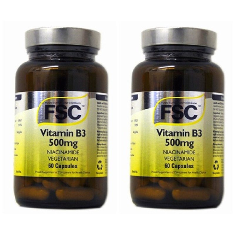 FSC 500mg Niacinamide Vitamin B3 Joint Health Supplement 120 Capsules - Pack of 2