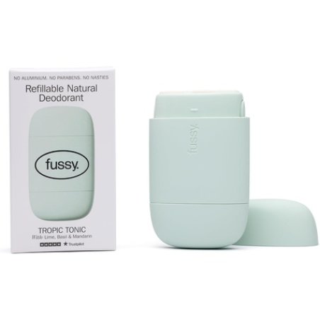 Fussy Natural Refillable Deodorant Aluminium Free 24 Hour Protection Lime Scent and Mint Green Case Lime Basil &