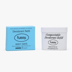 Fussy Natural Deodorant Refill Aluminium Free Mint Scent 24 Hour Protection 100% Effective Wavy Days Peppermint