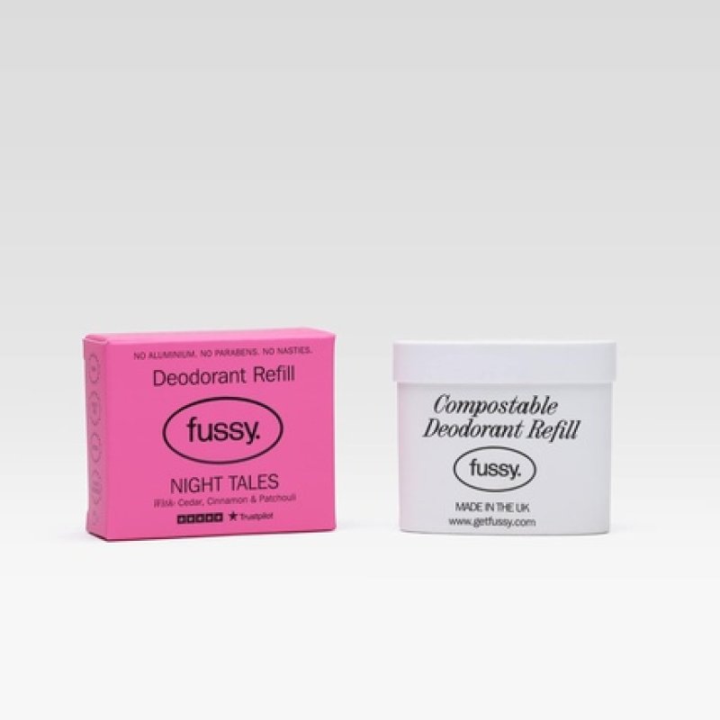 Fussy Natural Deodorant Refill Aluminium Free Flora Scent 24 Hour Protection 100% Effective Night Tales Cedar Cinnamon