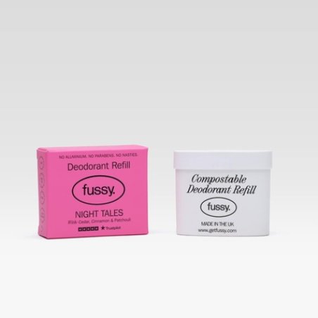 Fussy Natural Deodorant Refill Aluminium Free Flora Scent 24 Hour Protection 100% Effective Night Tales Cedar Cinnamon