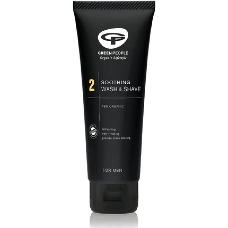 Green People for Men No.2 Soothing Shaving Gel 100ml Natural Organic 2-in-1 Face Wash Gentle on Sensitive Skin SLS Free