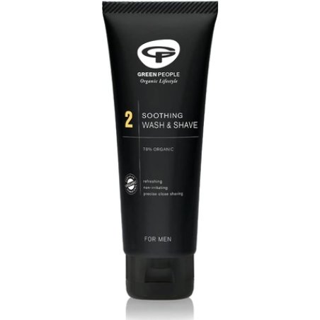 Green People for Men No.2 Soothing Shaving Gel 100ml Natural Organic 2-in-1 Face Wash Gentle on Sensitive Skin SLS Free