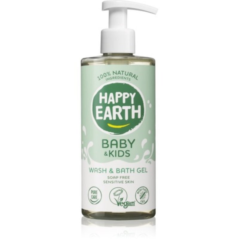 Happy Earth Bath & Wash Gel for Baby & Kids - 300 ml, 100% Natural