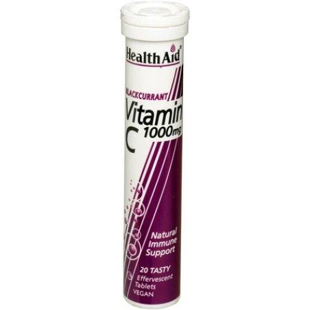 HealthAid Vitamin C 1000mg Effervescent Tablets Blackcurrant Flavour 20 Tablets