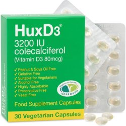 Hux D3 Vitamin 3200 Iu Vegetarian Capsules Kosher