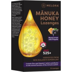Melora High Strength Manuka Honey Lozenges 525 Mgo Umf 15 With Propolis Blackcurrant & Peppermint Flavour