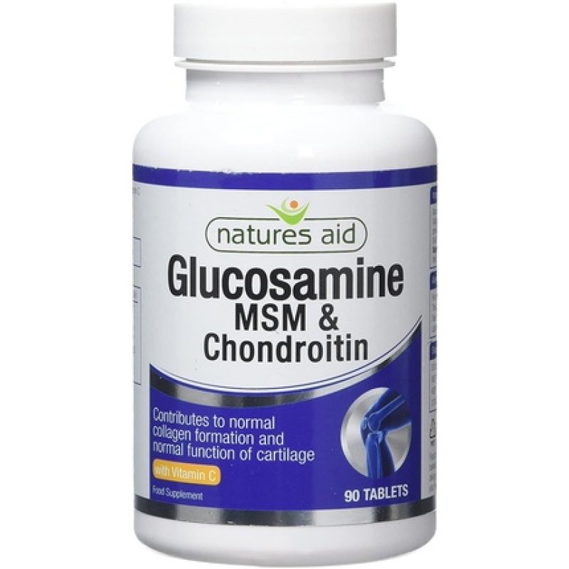 Natures Aid Glucosamine MSM and Chondroitin with Vitamin C 90 Tablets