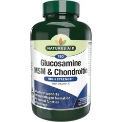 Natures Aid Glucosamine MSM and Chondroitin with Vitamin C 180 Tablets