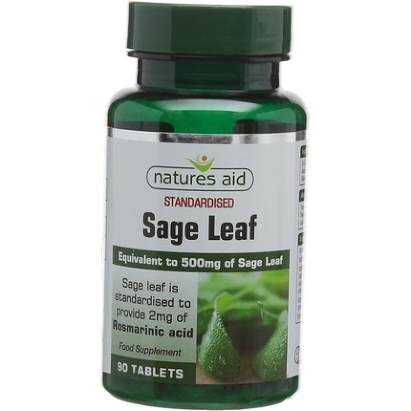 Natures Aid Sage Leaf 50mg with 2mg Rosmarinic Acids Vegan 90 Tablets