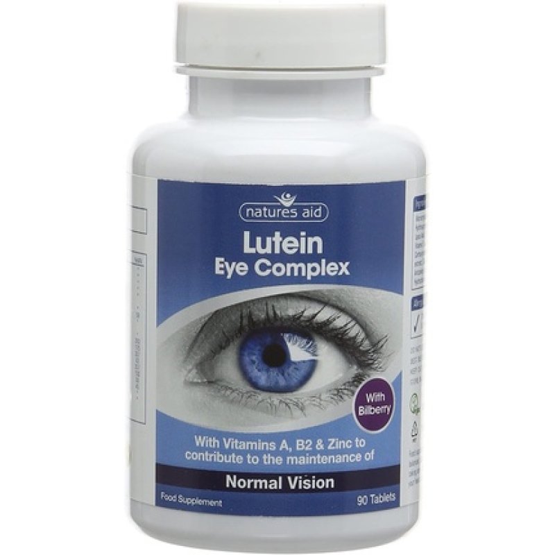Natures Aid Lutein Eye Complex with Bilberry 90 Tablets - Vegan Society Approved