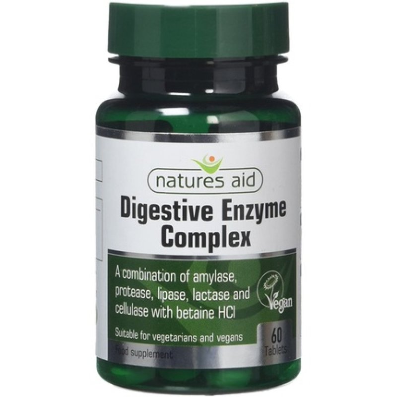 Natures Aid Digestive Enzyme Complex with Betaine Hydrochloride Vegan 60 Tablets