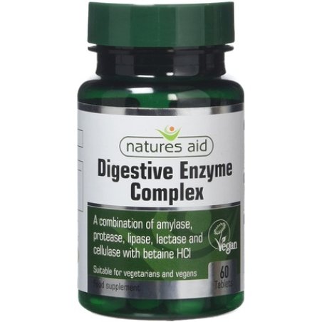 Natures Aid Digestive Enzyme Complex with Betaine Hydrochloride Vegan 60 Tablets