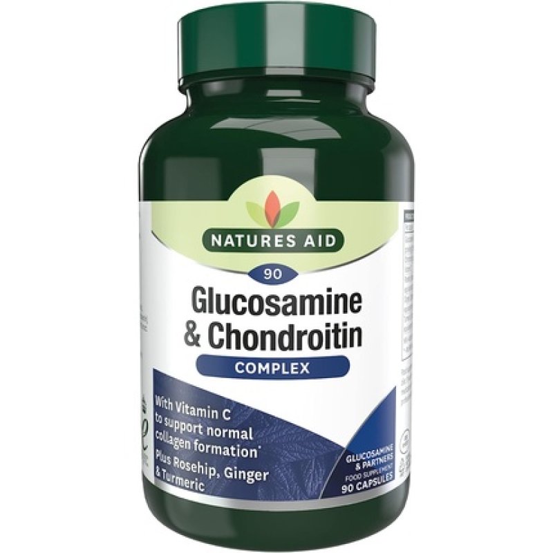 Natures Aid Glucosamine and Chondroitin Complex with Rosehip, Ginger, Turmeric and Vitamin C 90 Capsules