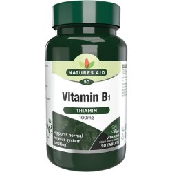 Natures Aid Vitamin B1 Thiamin 100mg 90 Tablets - Contributes to Normal Functioning of the Nervous System