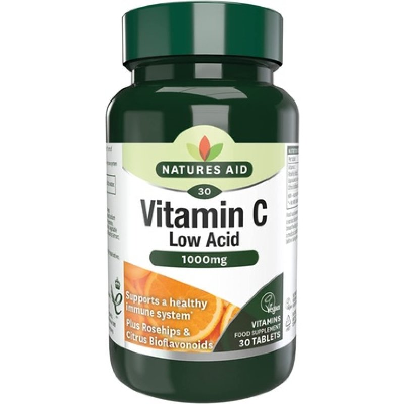 The Healthy Option Vitamin C 1000mg Low Acid with Rosehips and Citrus Bioflavonoids 30 Tablets