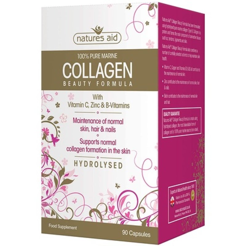 Natures Aid Collagen Beauty Formula with Vitamin C Zinc and B-Vitamins 90 Capsules