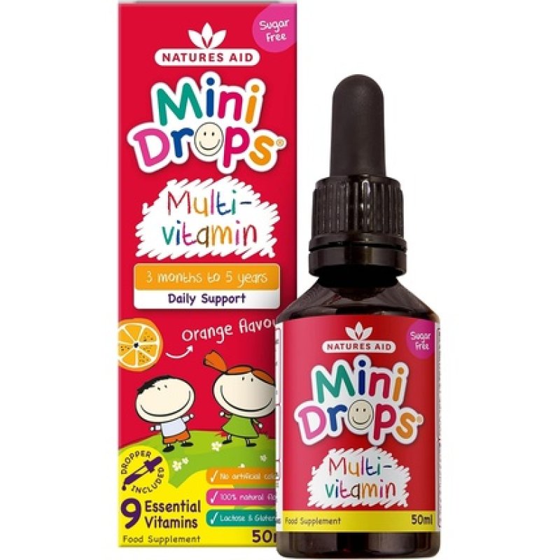 Natures Aid Mini Drops Multi-vitamin for Infants and Children Sugar Free 50ml