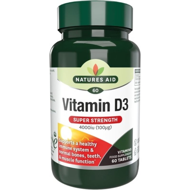Natures Aid Super Strength Vitamin D3 4000iu 60 Tablets