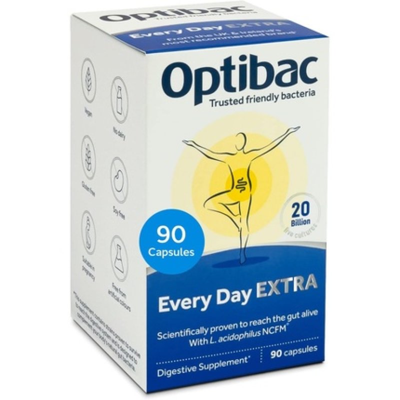 Optibac Probiotics Every Day Extra High Strength Vegan Digestive Probiotic Supplement 90 Capsules