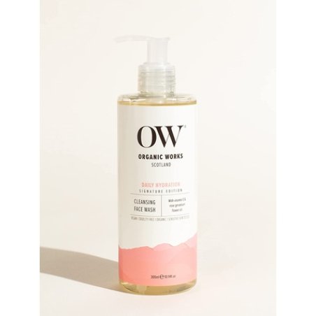 Organic Works 99% Natural Face Cleanser Wash 300ml 10oz Enriched with Rose Geranium Flower and Aloe Vera