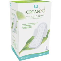 Organyc Night Winged Pads 10 Count Standard