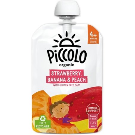 Piccolo Organic Banana Strawberry Peach 100g