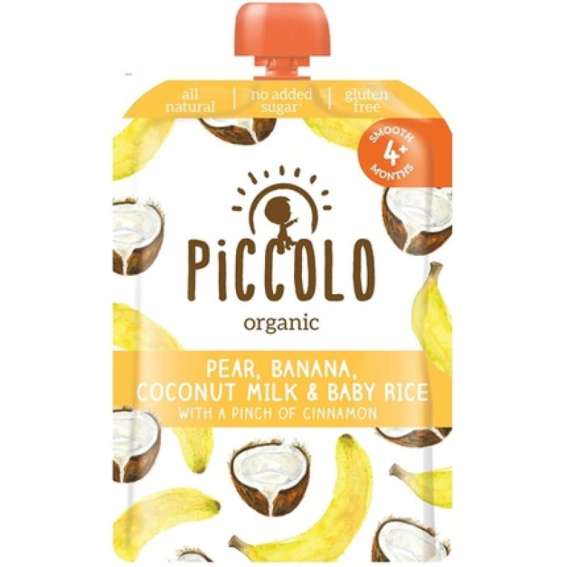 Piccolo Organic Pear Banana Coconut Milk And Baby White Rice, 100g