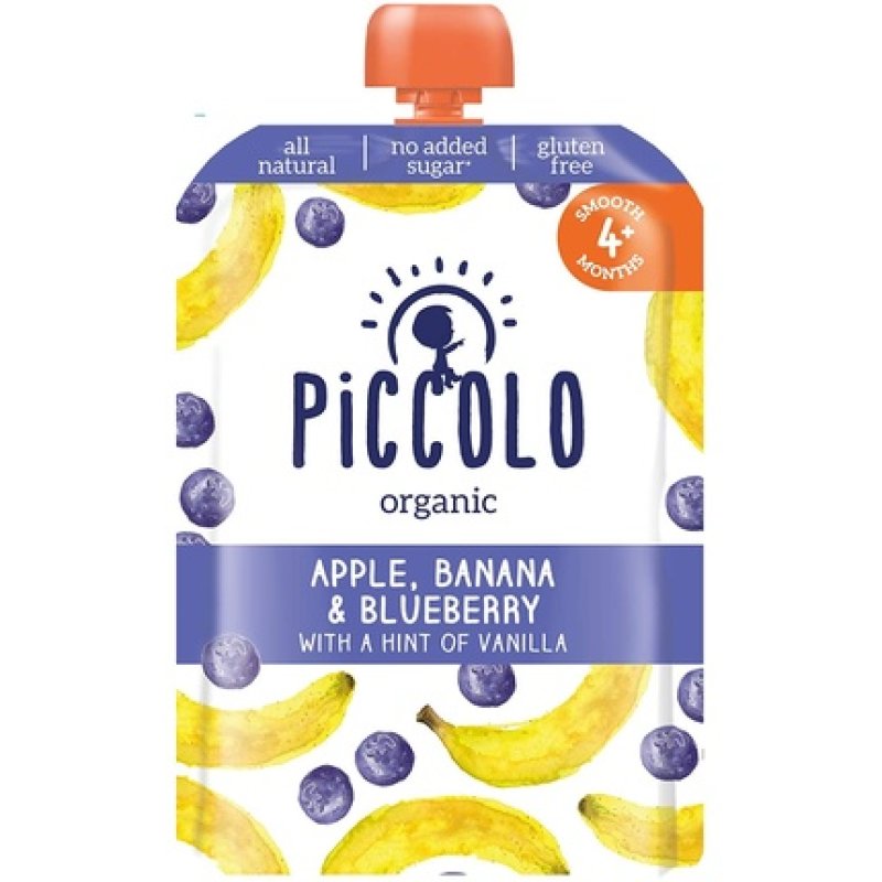 Piccolo Organic Apple, Banana And Blueberry With Hint Of Vanilla, 100g