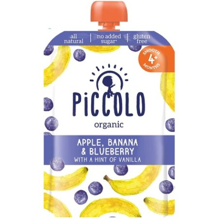Piccolo Organic Apple, Banana And Blueberry With Hint Of Vanilla, 100g