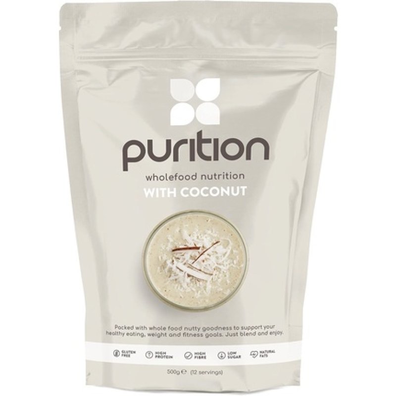 Purition Low Carb Coconut Natural Gluten Free Protein Powder for Keto Diet Shakes and Meal Replacements 12 Servings