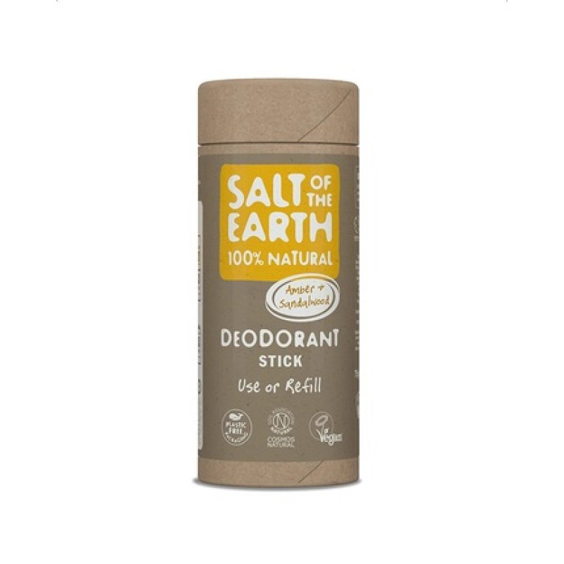 Salt Of the Earth No Plastic Natural Deodorant Stick Amber & Sandalwood Refill 75g