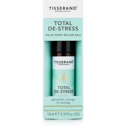 Tisserand Aromatherapy Total De-Stress Geranium Pulse Point Rollerball with Nutmeg and Orange 10ml
