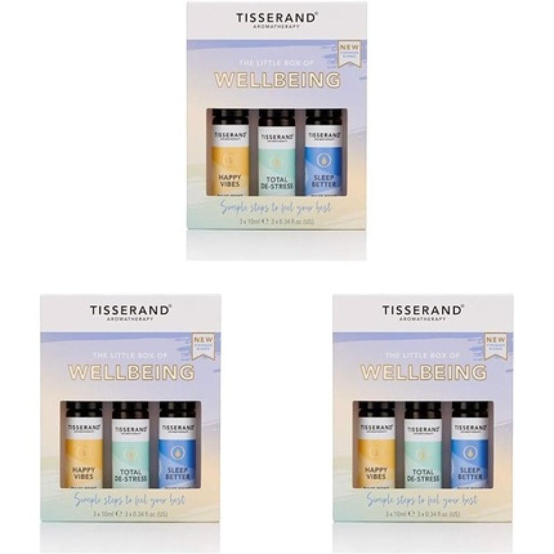 Tisserand Aromatherapy The Little Box of Wellbeing Roll On Essential Oils Set 3x10ml - Pack of 3