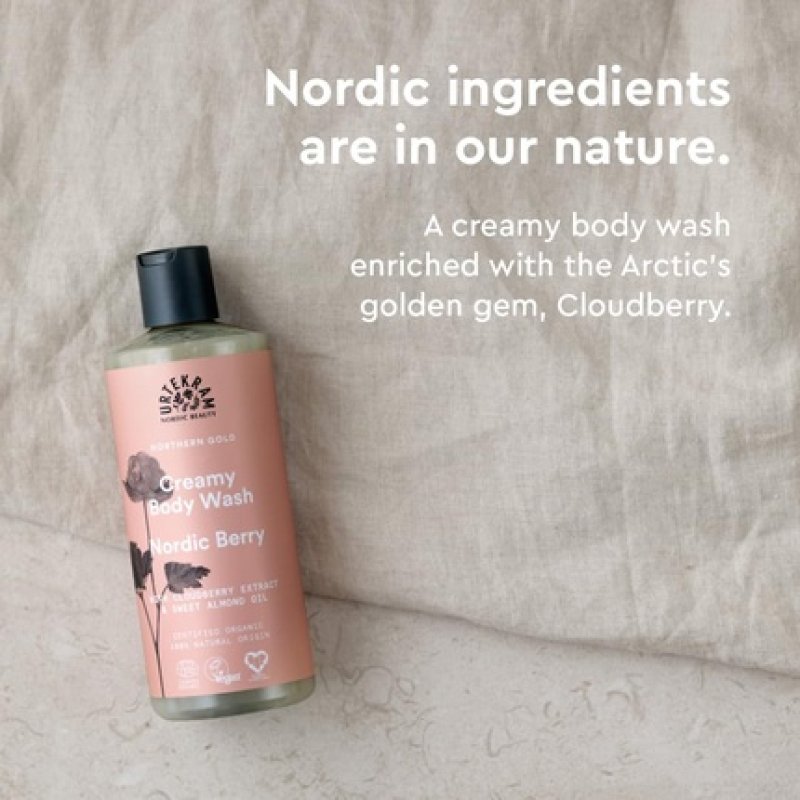 Urtekram Nordic Berry Body Wash Creamy Shower Gel with Almond Oil and Cloudberry
