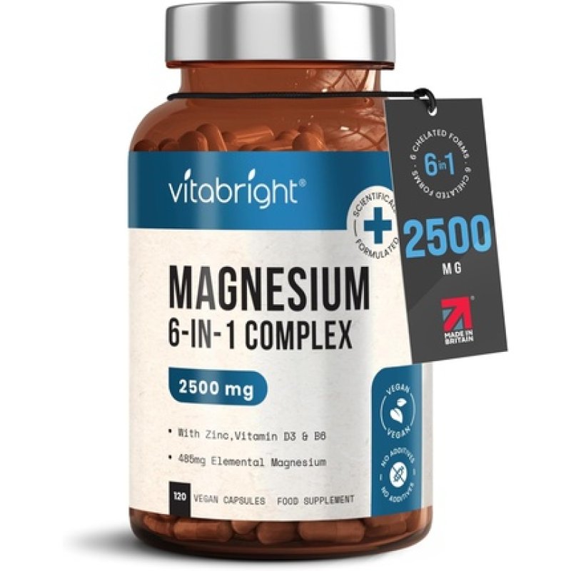 Magnesium Glycinate 6-In-1 Complex 2500mg 485mg Elemental Magnesium Supplements