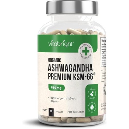 Organic Ashwagandha KSM-66 Capsules 90 Vegan Capsules