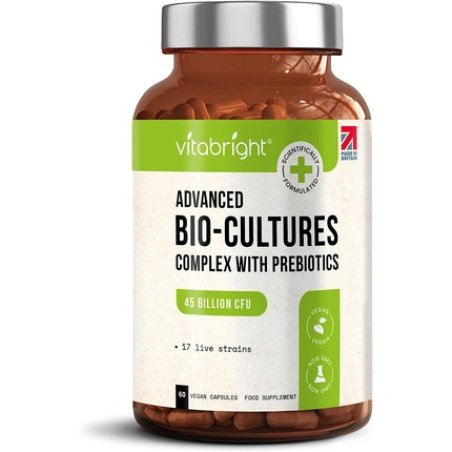 Bio Cultures Complex Pre and Probiotics 45 Billion CFU Vegan Capsules 17 Live Bacteria Strains High Strength Advanced