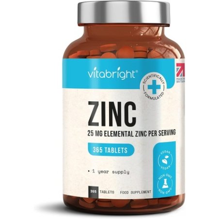 High Strength Zinc Tablets 25mg - Zinc Gluconate Chelated Supplements for Immune System, Hair, Skin, Bones, Nails