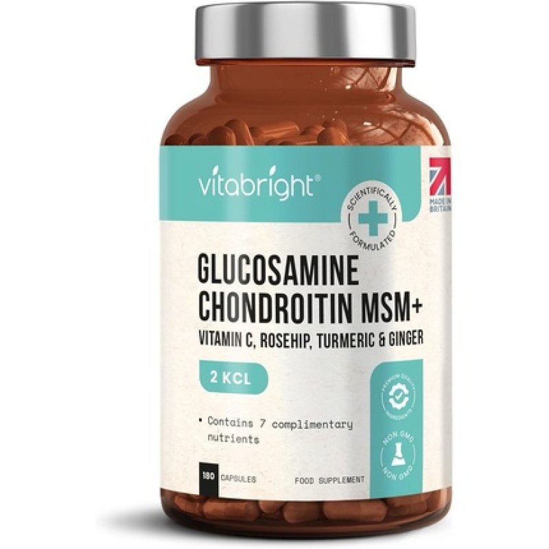Glucosamine and Chondroitin MSM Joint Care Supplement with Turmeric, Vitamin C, Ginger and Rosehip 180 Capsules