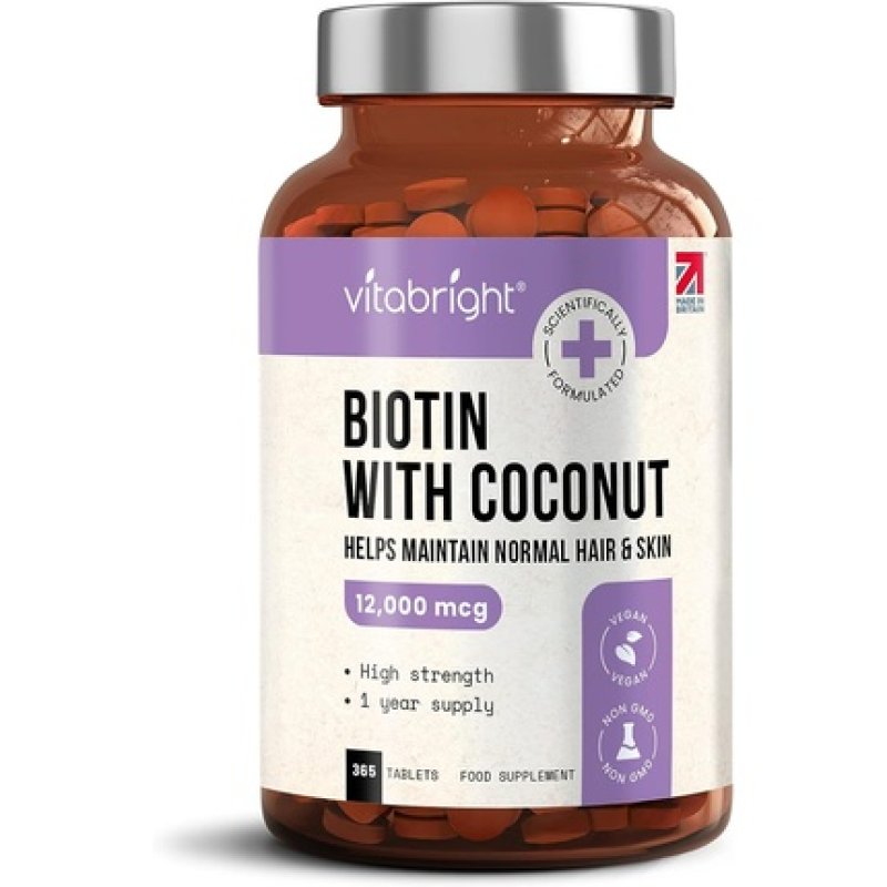 Biotin for Hair Growth Skin and Nails 12000mcg High Strength 365 Tablets