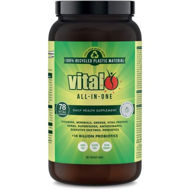 Vital All in One Daily Health Supplement 600GM with 70 Vital Ingredients - Greens, Vitamins, Minerals, Cultures,