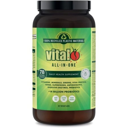 Vital All in One Daily Health Supplement 600GM with 70 Vital Ingredients - Greens, Vitamins, Minerals, Cultures,