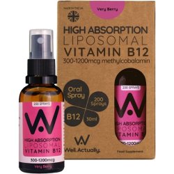Well.Actually Liposomal Vitamin B12 Methycobalamin 1200mcg Oral Spray Very Berry Flavour 180 Sprays